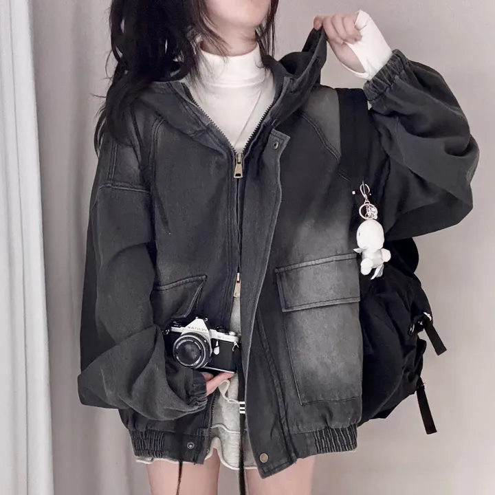 [빅사이즈*-*/투웨이지퍼] 여리아방핏! 가을 빈티지 데님 후드 집업 청자켓 상세 이미지 16