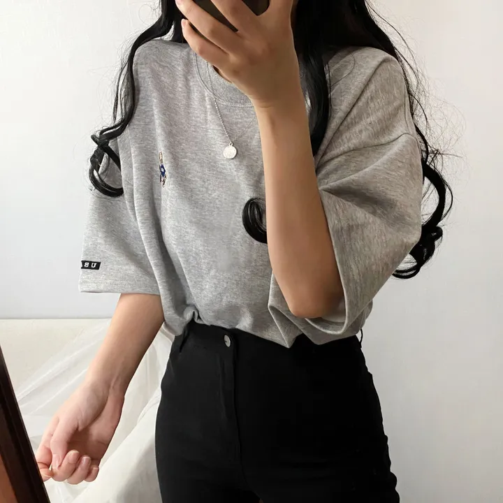 [예쁨/데일리] 베어 라벨 자수 오버핏 반팔티T 상세 이미지 37
