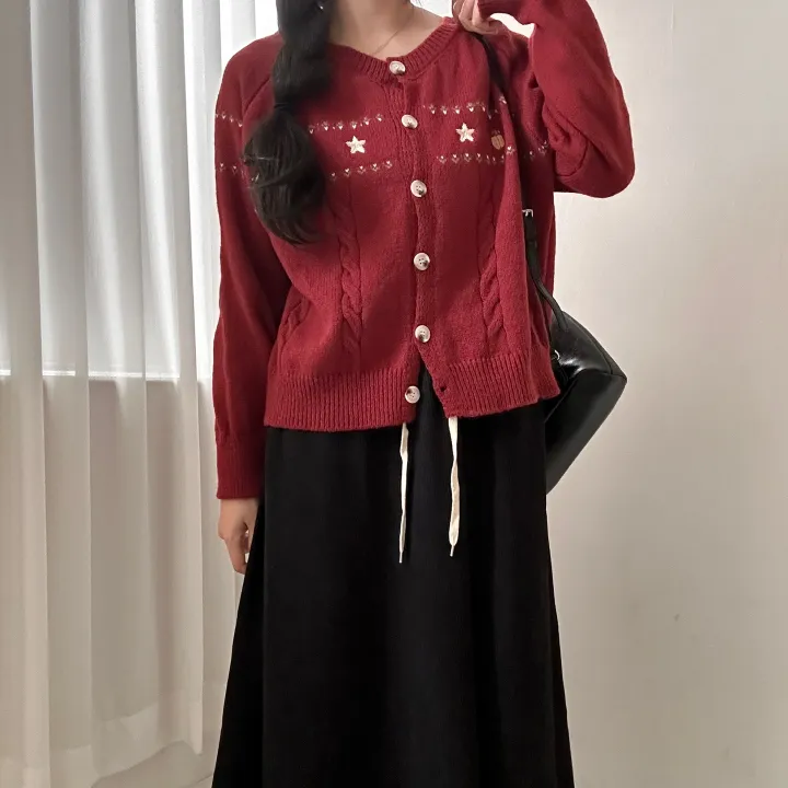 [여리핏✨/모리룩] 고퀄 저렴이❌ 별별 빈티지 자수 라운드 긴팔 니트 가디건 -3color 봄 가을 겨울 데일리 데이트 꾸안꾸 캐주얼 유니크 힙 학생 여행 상세 이미지 28