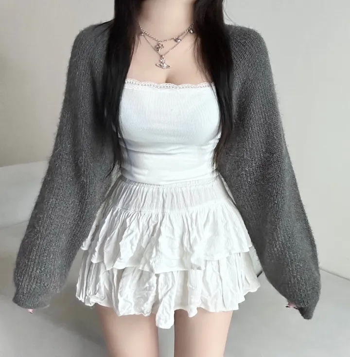 [필수소장/여리힙/앙고라]1061. 솔 앙고라 크롭 볼레로 가디건 가을가디건 볼레로가디건 앙고라가디건 겨울가디건 크롭가디건 데일리템 데일리 가디건 긴팔 섹시글램 여리힙 발레코어 상세 이미지 14