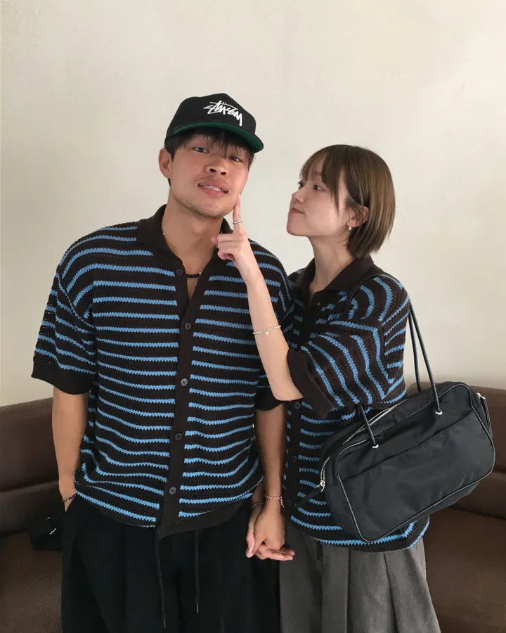 [온트추천] (UNISEX) 모리 스트라이프 카라 반팔 가디건 상세 이미지 10