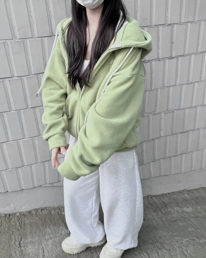 후리스 레터링 더비 투웨이 후드zip up -10col 상세 이미지 17