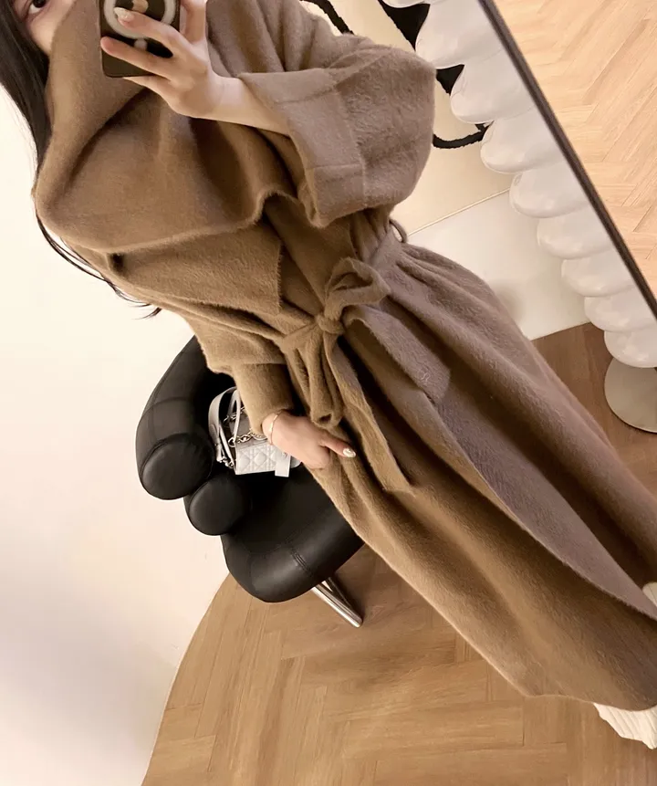 *무조건당일배송/강추* 까누아 빅숄카라 패치 밍크 롱 코트 가디건 [수입] 상세 이미지 4
