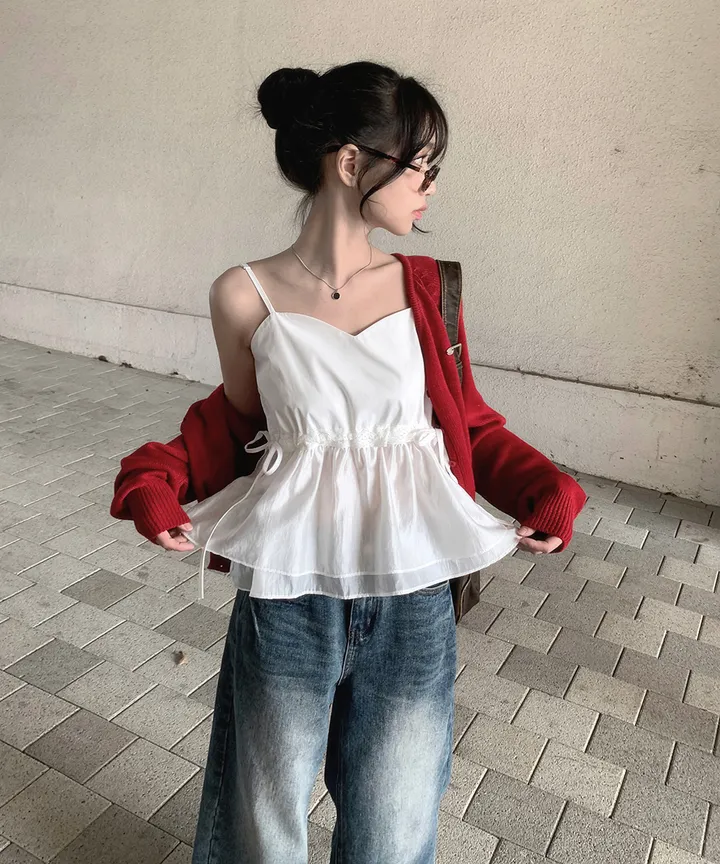 [데일리🫧벚꽃룩] 부코 펜던트 브이넥 니트 가디건 봄 가을 / 벚꽃룩 개강룩 데이트룩 여름가디건 여름니트 클래식블랑 상세 이미지 17