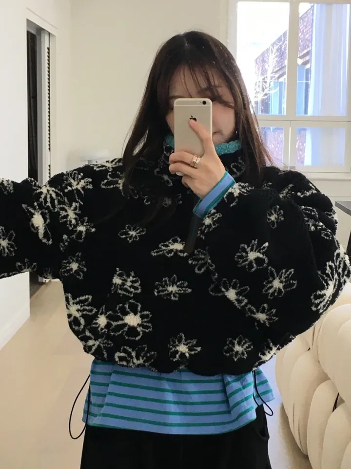데이지 덤블반집업 블랙,블루 색상추가본 [플리스/집업/데이지/코디추천/겨울코디/데일리/대학생/코디추천/직장인/y2k] 상세 이미지 18