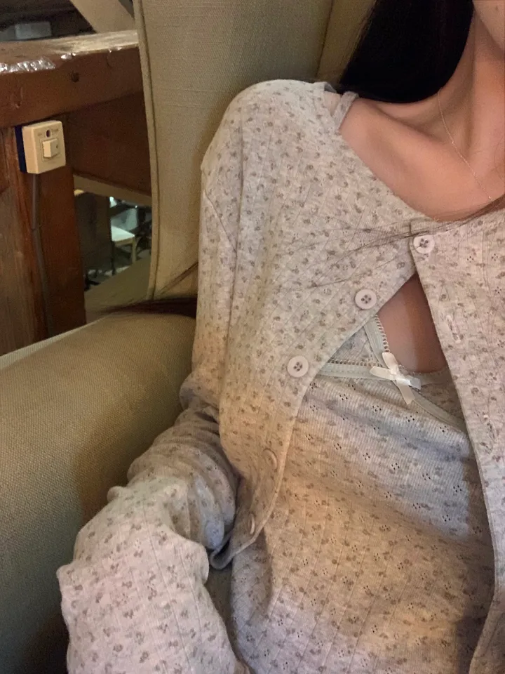 [*개말라핏/부유방커버] 플라워 펀칭 레이스 가디건 나시set-3col 상세 이미지 13