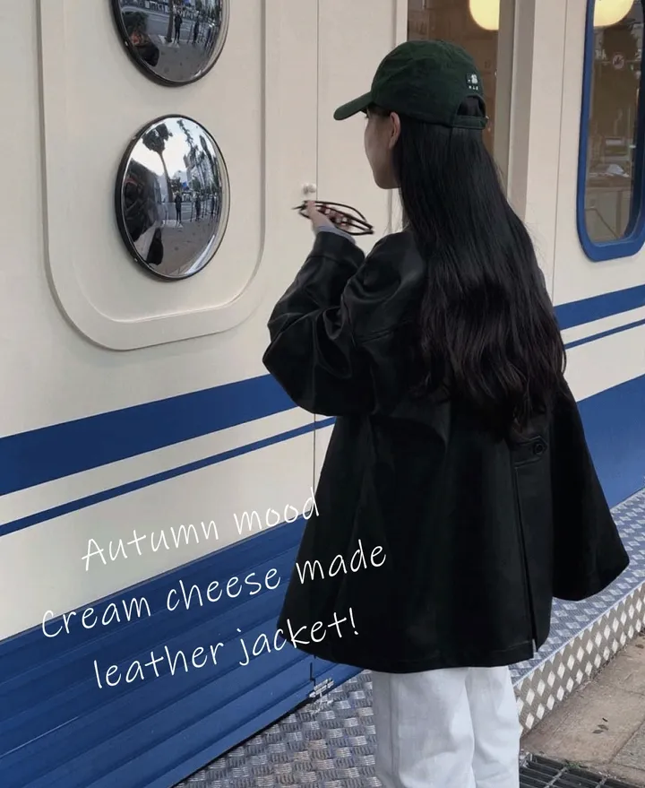 [힙덮는기장감~/블랙 당일출고🎉] 자체제작 #크치Made 오디너리 롤업 오버핏 하프 레더자켓 - jk 상세 이미지 2