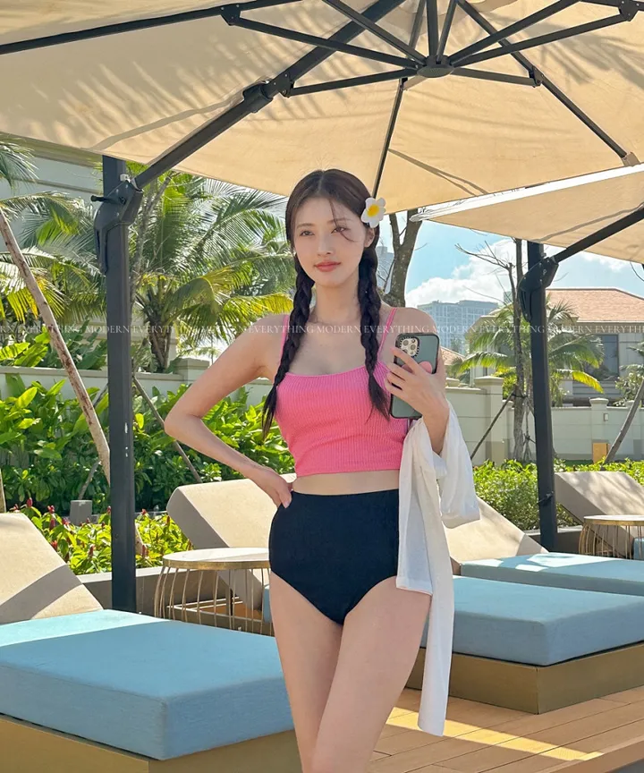 💘진짜예쁨💘/M-XL 하이웨스트 투피스 커버업 비키니 모노키니 휴양지 호캉스 호텔 유교걸 빅사이즈 수영복 상세 이미지 53
