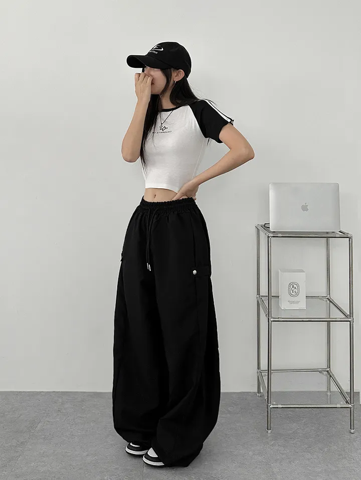 [사이드스냅🖤벌룬핏/나일론 2way스트링조절 비죠버튼 와이드팬츠] 비죠버튼벌룬와이드팬츠 상세 이미지 91