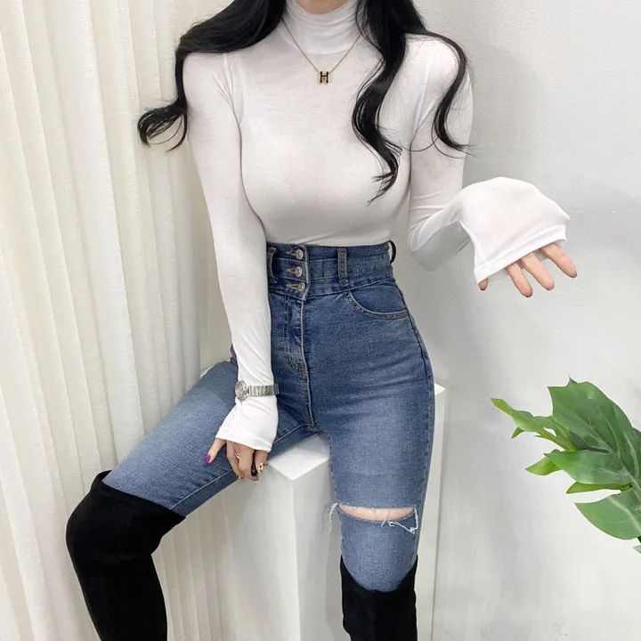 🚀당일발송🚀[6천장돌파/기모선택/묶음할인] 봄 가을 겨울 메이 부들 여리 폴라 티셔츠 이너티 상세 이미지 7