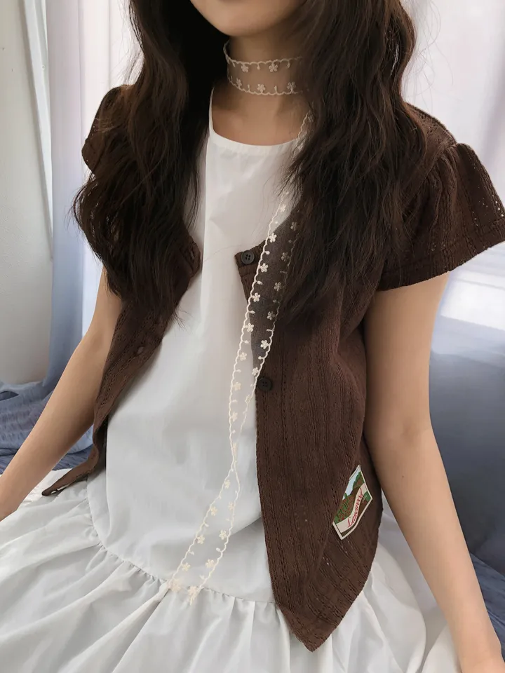 밤비 빈티지 펀칭 반팔 가디건 상세 이미지 20
