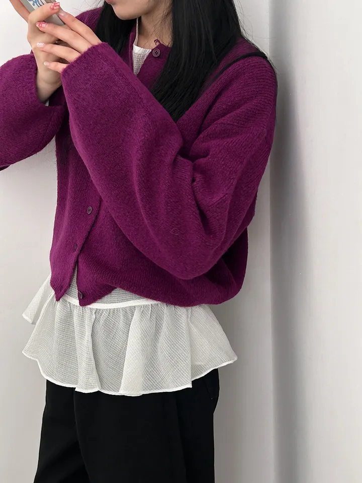 MD픽💜 엘가 라운드 세미크롭 니트 가디건(9color) 상세 이미지 21