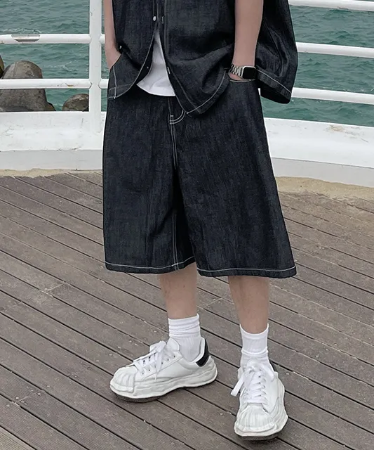 NL Awe carpenter bermuda denim pants - 4910 | 패션이 쉬워