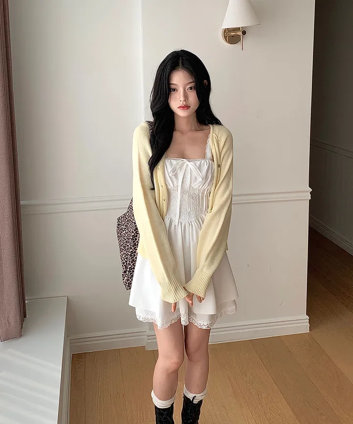 [데일리가디건💗] 데이쥬 팬던트 루즈핏 레이어드 브이넥 니트 가디건 봄 여름 가을 / 벚꽃룩 캠퍼스룩 데일리룩 클래식블랑 상세 이미지 29