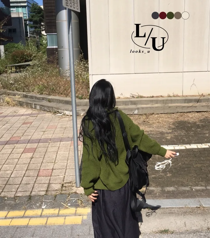 [소장추천!!/핏,퀄보장❤] 따뜻 꽈배기 니트 투웨이 하이넥 카라 루즈 세미 크롭 집업 상세 이미지 9
