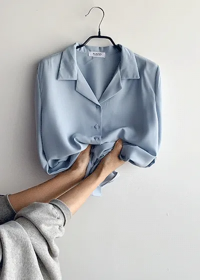 구김없는 오픈 카라 셔츠블라우스 55~L (10color) 상세 이미지 1