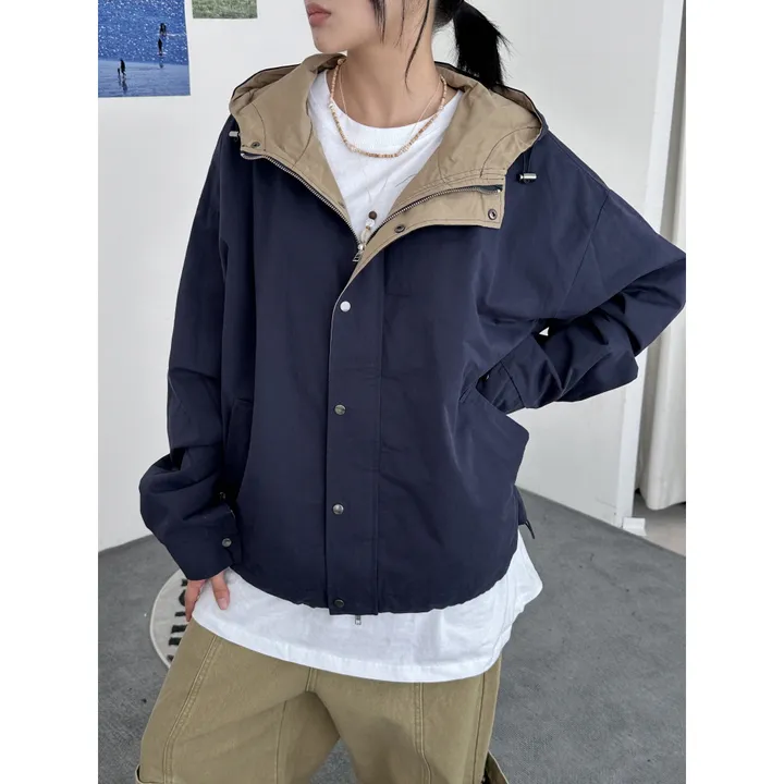 [UNISEX]라코 컬러 배색 포인트 빈티지 후드 야상 점퍼 자켓(3color) 상세 이미지 32