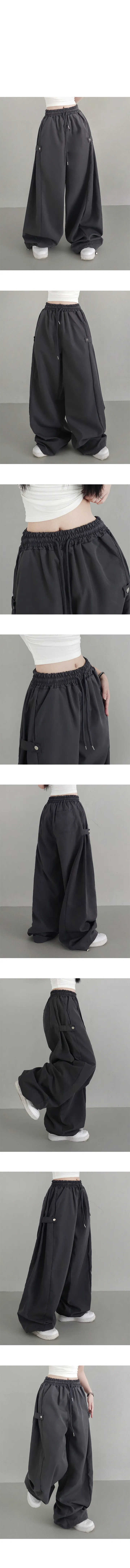 [힙통와이드🖤] 비조 사이드 스냅 스트링 벌룬 절개라인 롱팬츠 6color 상세 이미지 9