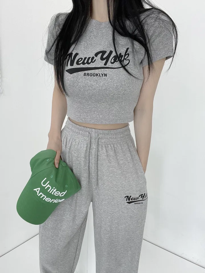 [당일발송🚀세트템💘] NYork 조거팬츠세트 트레이닝셋업 2피스 세트 교복템 국내제작 투피스 뉴욕 크롭티 조거팬츠 상세 이미지 8