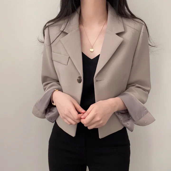 봄자켓🌷(백화점퀄) 어텀 메이비 소매트임 숏 자켓 상세 이미지 15