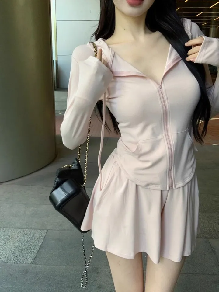 -3kg 몸매보정 트레이닝 세트 슬림핏 후드집업 밴딩반바지 상세 이미지 13