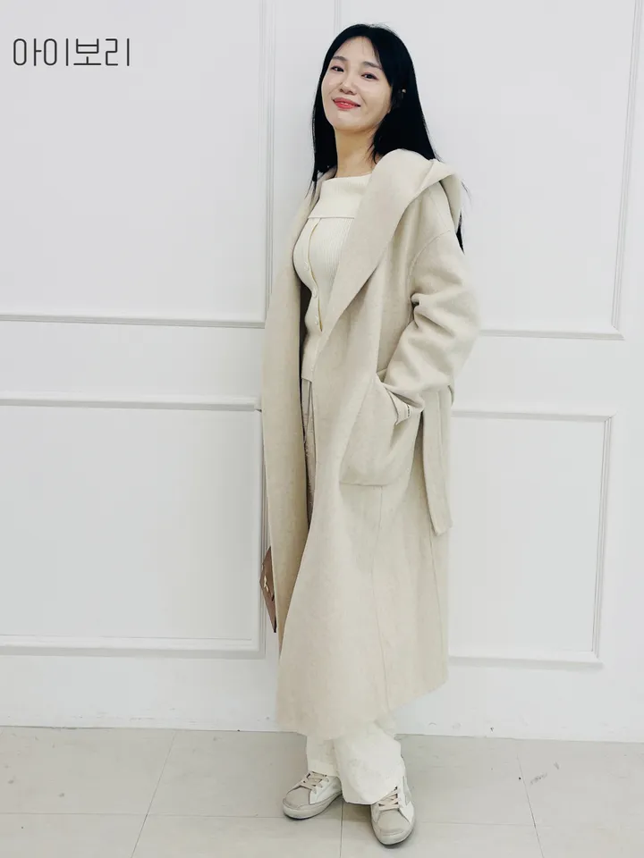 자체제작 원단부터 다른 핸드메이드 양모 후드코트 리얼빅사이즈, 가벼운코트,연말룩, 하객룩 110까지 상세 이미지 2