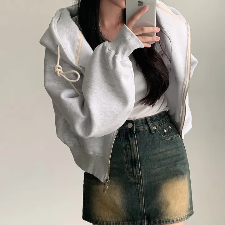 [완전인기✨/백염컬러 당일출고!] 자체제작 크치Made 꿈에 나온 핏, 투웨이 양기모 크롭 후드집업 ver 아우터 자켓 - zipup 상세 이미지 166