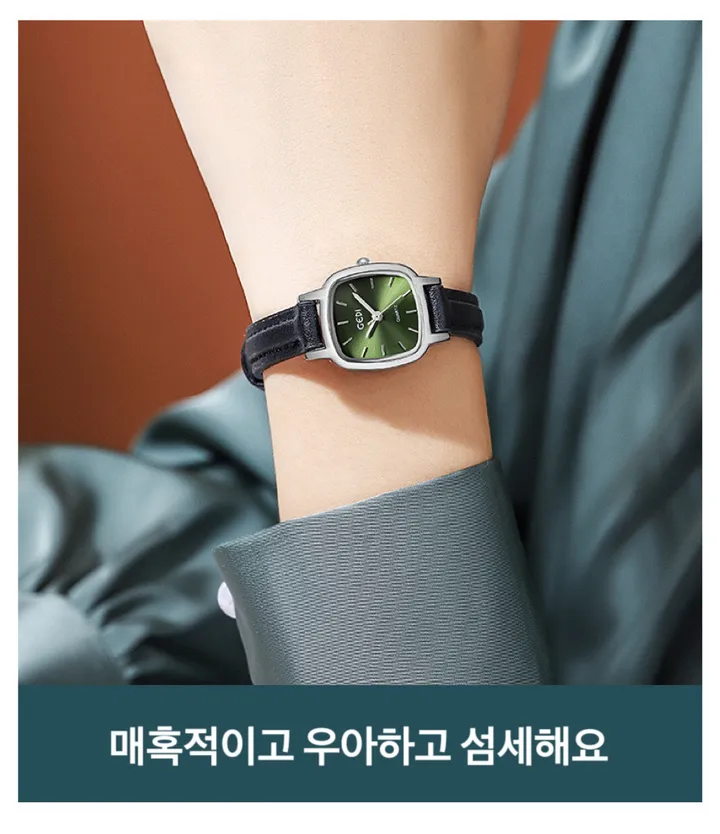 【당일 배송】클래식 레트로 사각형 가죽 여성용 시계 상세 이미지 7