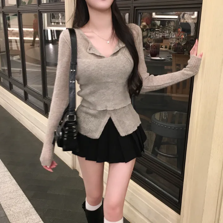 [ 초여리핏 ] 라마르 레이어드 뷔스티에 가디건 세트 상세 이미지 8