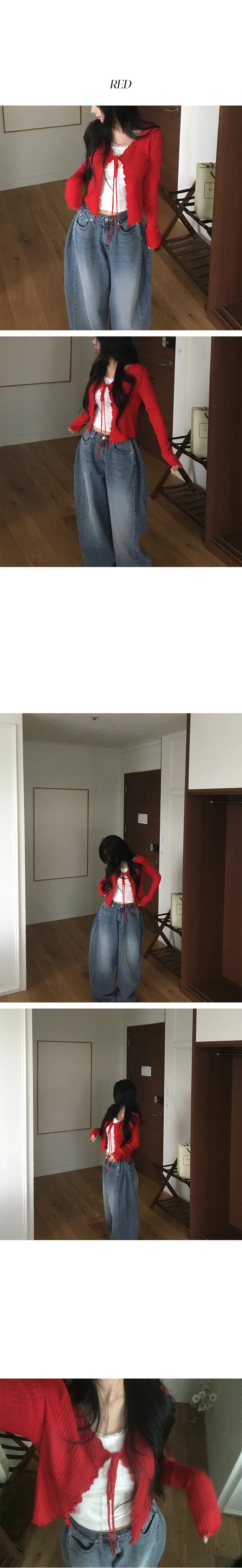 [핏,퀄리티보장!!/부드러운] 여리 끈 리본 골지 가디건 상세 이미지 5