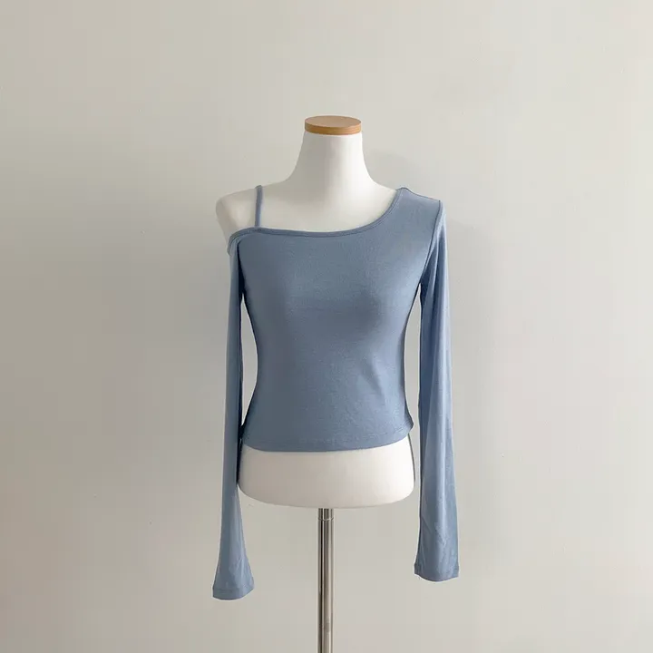 (여리여리!,언발트임) 코코 언발 어깨트임 오프숄더 슬림 크롭 티셔츠 5color (S/S) 상세 이미지 33