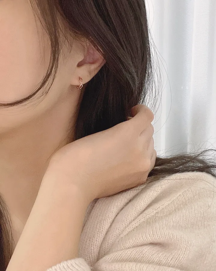 실버925 미니 꼬임 원터치 링귀걸이 (실버,로즈골드) 상세 이미지 11
