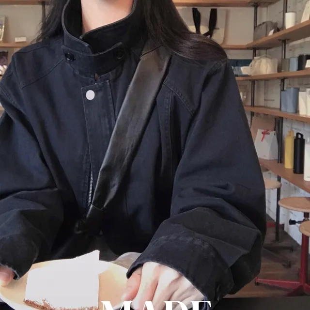 [MADE🍂/가을아우터]아방함을 완벽하게 담아낸,#온유MADE 그레인 어텀 피그먼트 하이넥 워싱 루즈핏 카라 숏 자켓