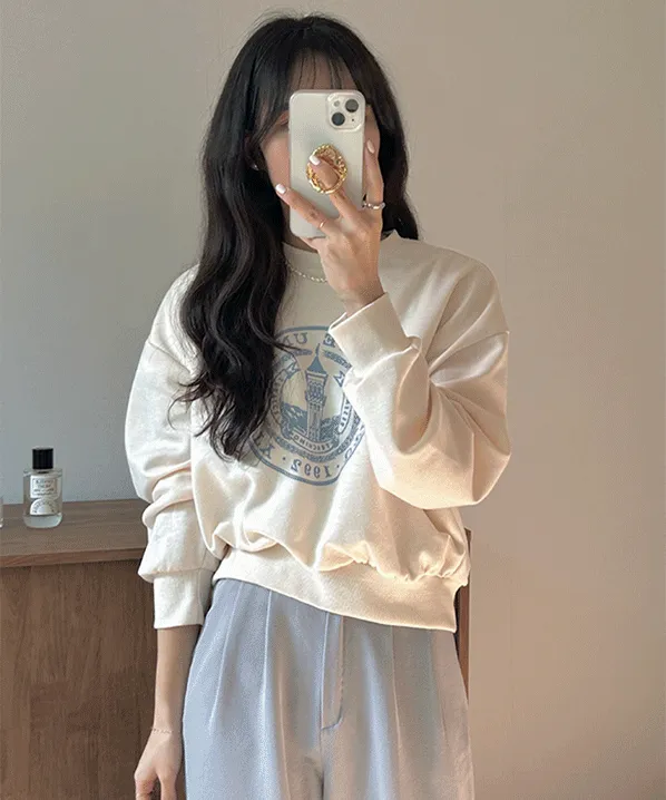 [주문폭주/8000장돌파!🎉] 런던 레터링 코튼 크롭 맨투맨 스웻셔츠 (4color)