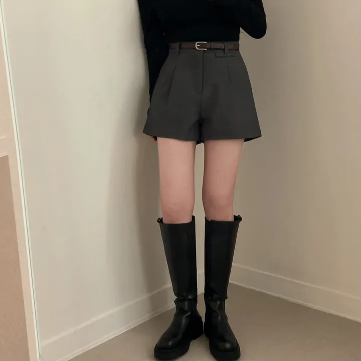 [데일리/벨트SET] 코지 원핀턱 벨트 슬랙스 숏팬츠 상세 이미지 5