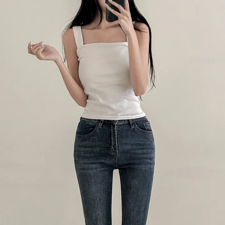 당일 출고🚀속옷끈 노출X💕핏보장 🔥 부유방 소멸❌ 비슬림핏 스퀘어 나시 이너템 끈 체형커버 쫀쫀 스판 슬리브리스 (화이트, 그레이, 블랙) 3color 상세 이미지 16