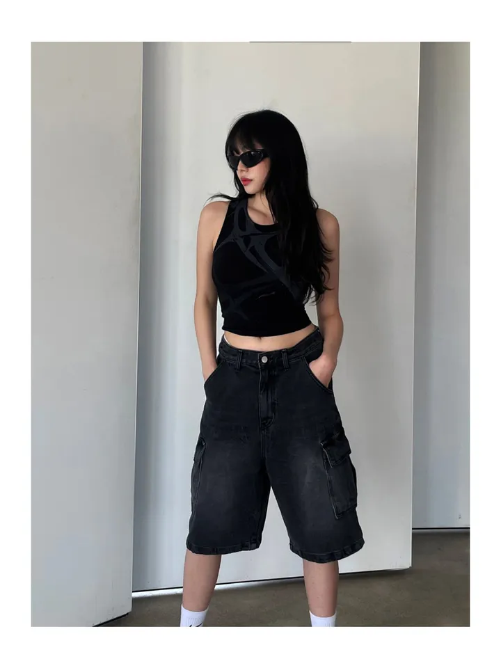 [UNISEX] 카고 데님 청 워싱 버뮤다 반바지 팬츠 (2color) 상세 이미지 30