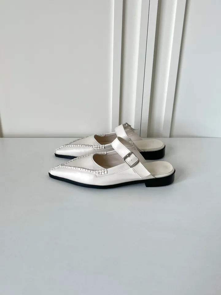 [굽1.5cm] 코세르 블로퍼 (3color) / 뮬 슬리퍼 로퍼 구두 단화 플랫 뾰족코 브이코 버클 사무실 상세 이미지 5