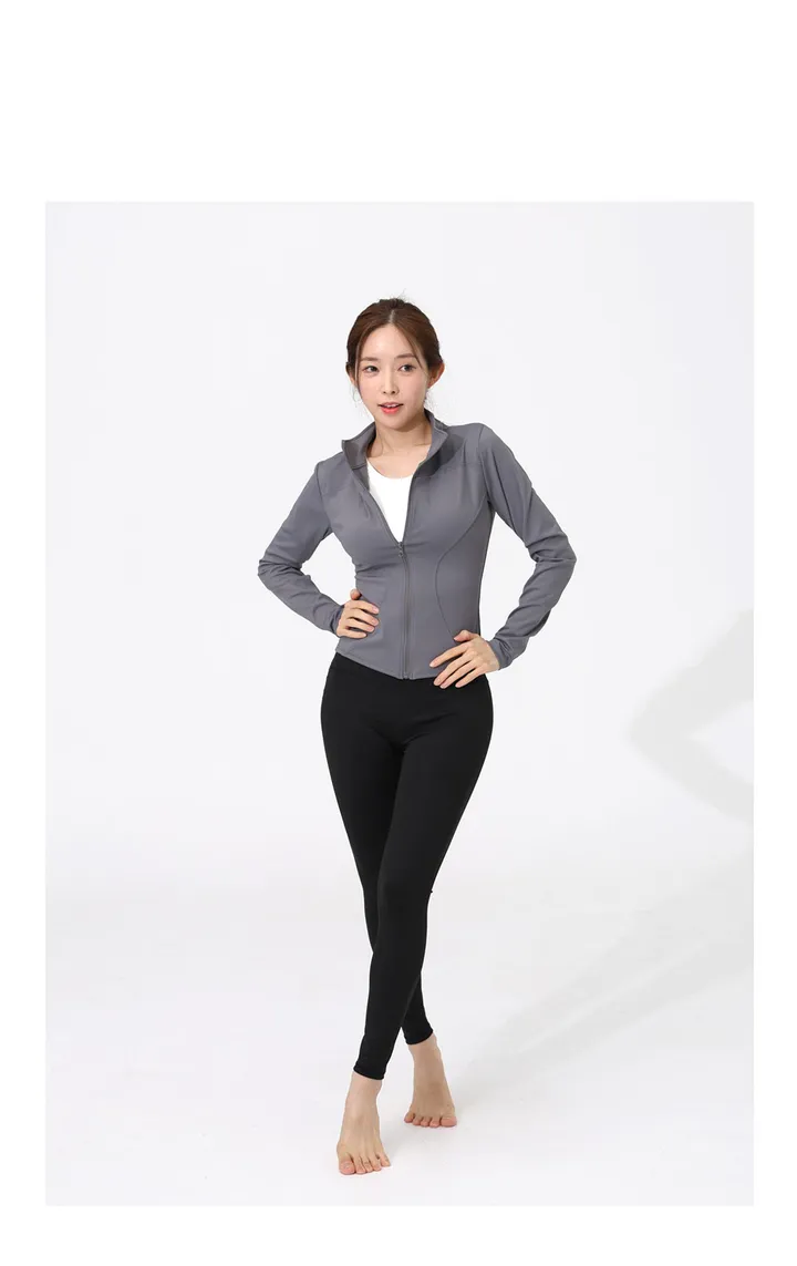 슬림라인 여성용 요가 집업 자켓 요가복상의 필라테스 운동복 슬림핏 체형커버 커버업 상세 이미지 15