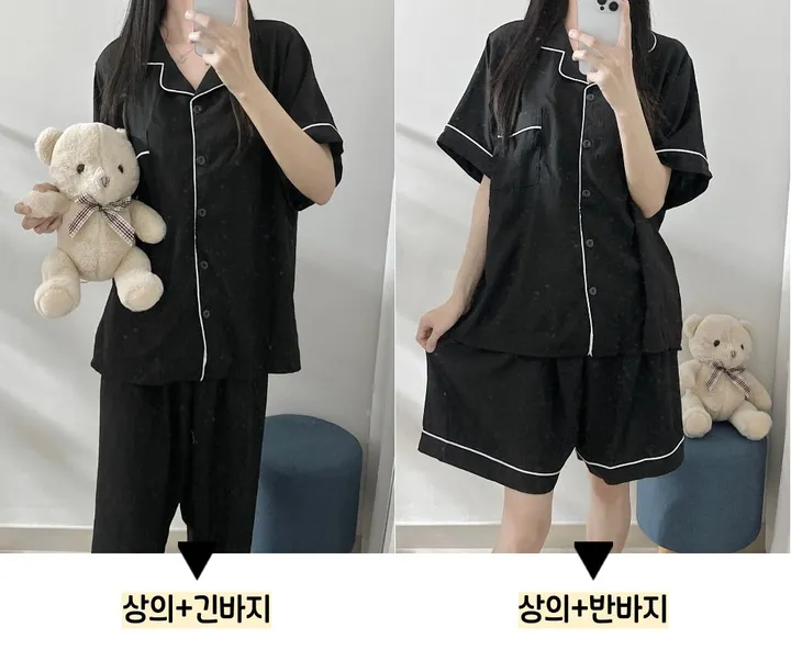 [88~110사이즈🖤신상할인] 여름 잠옷 홈웨어 봄 간절기 블랙 세트 수면 선물 커플 빅사이즈 플러즈 2XL 3XL 4XL 5XL 99 100 상세 이미지 2