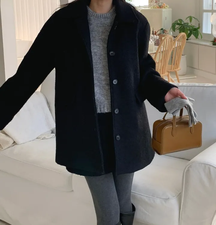 [주문폭주🔥][겨울신상⛄] 메리 부클 카라 하프 코트(2color) / 하객룩 하프코트 코트 숏코트 아우터 상세 이미지 33