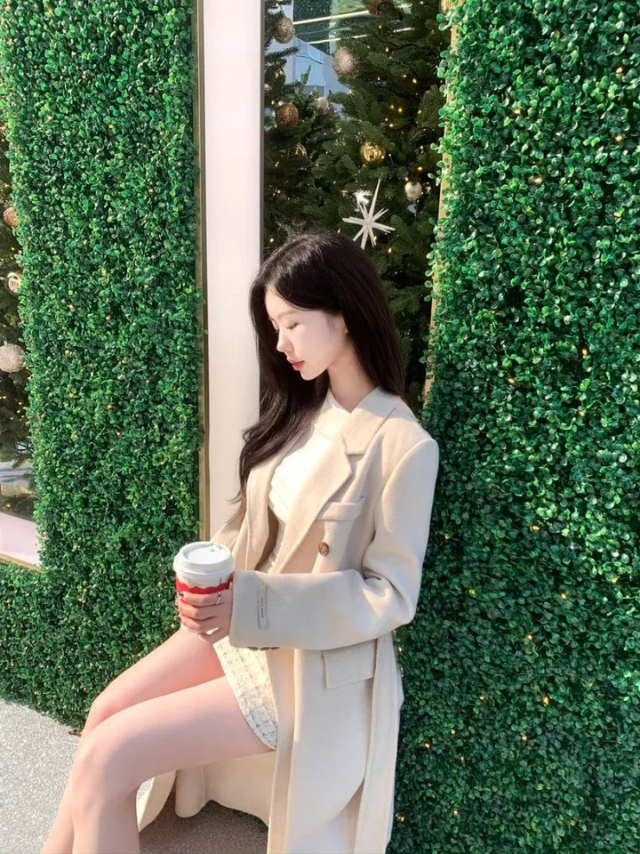 [울90%💛여성스러움극대화] 고퀄리티 핸드메이드 벨티드 울코트 롱코트 상세 이미지 20
