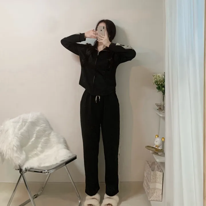 [세트가격/휘뚜루템] 골디 배색 라인 집업 + 밴딩 롱 와이드 팬츠 트레이닝세트 상세 이미지 15
