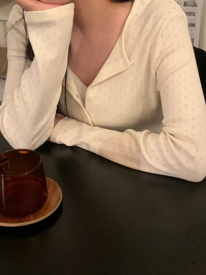 [ 3천장돌파 ] 펀칭가디건 크롭 라운드 가디건 루즈핏 레드가디건 빨간가디건 라운드넥가디건 빈티지가디건 상세 이미지 38