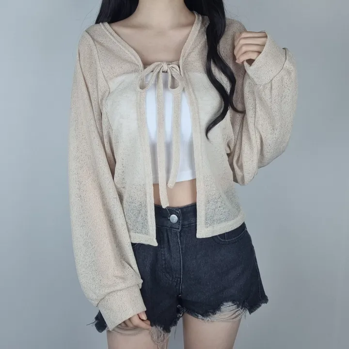 [최저가✨/핏보장] 국내제작 여름 살탐방지 팔뚝커버 리본 볼레로 시스루 여름 가디건 (3color) 상세 이미지 7