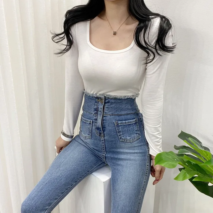 🚀당일발송🚀[묶음할인/11컬러] 조이 봄 가을 뉴 스퀘어넥 긴팔 티셔츠 이너티 상세 이미지 6