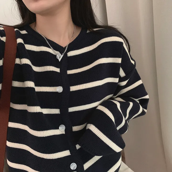 [데일리/꾸안꾸*.*] 파이 스트라이프 단가라 자켓 가디건 상세 이미지 27