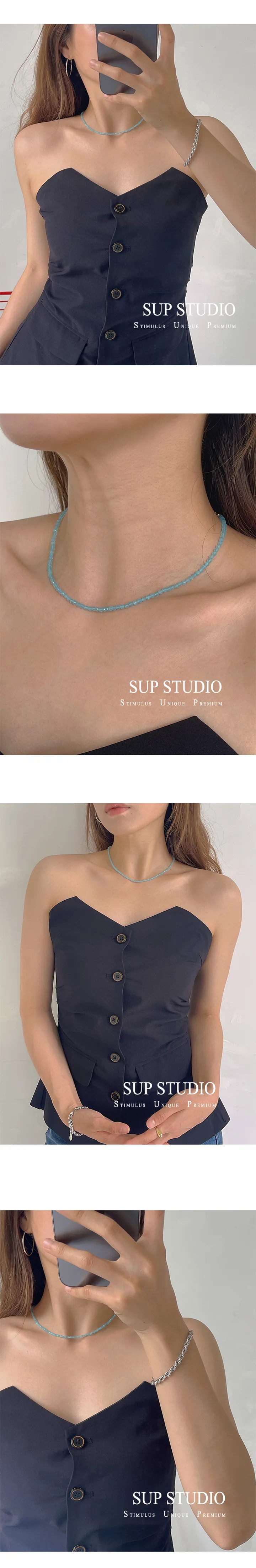4color 비즈 볼 핑크 초커 구슬 여름 썸머 목걸이 쇼트 네크리스 상세 이미지 8
