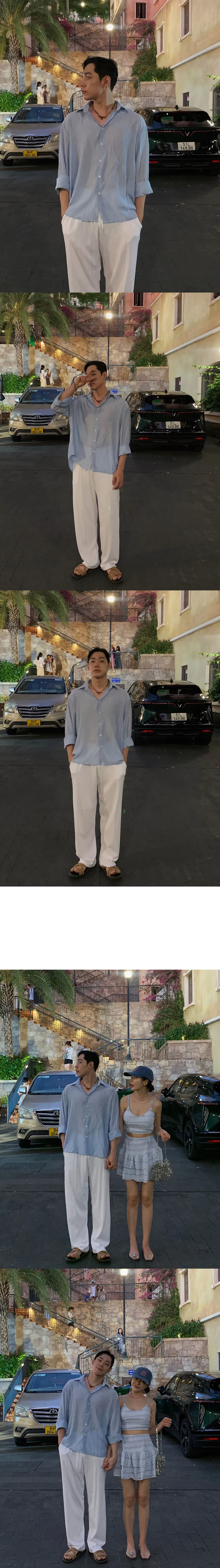 [휴양지룩/신혼여행룩/바캉스룩] 원더랜드 긴팔 여름 셔츠 3ps 비치웨어 커플룩 시밀러룩 상세 이미지 6