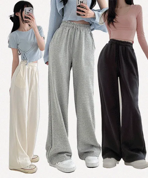 기모버전추가☃️[MADE] 인생핏 시그니처 트레이닝 롱 일자 와이드 밴딩 팬츠